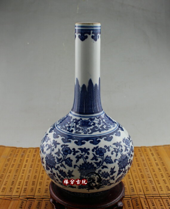 景德鎮陶瓷器仿古青花瓷長頸插花花瓶中式家居裝飾客廳工藝擺件1