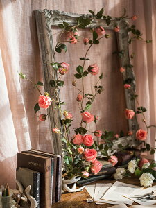 掬涵 玫瑰花藤 纏繞藤 仿真花 藤月 墻面垂吊花藝造景裝飾拱門