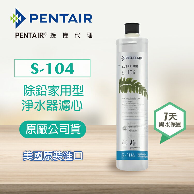 【Pentair 濱特爾】S-104濾芯《單入組》原廠公司貨 - 除鉛家用型濾心 (臺灣代理公司貨)★美國原裝進口★適用3-4人★有效除氯、異味、異色★水達人-EVERPURE《S104》