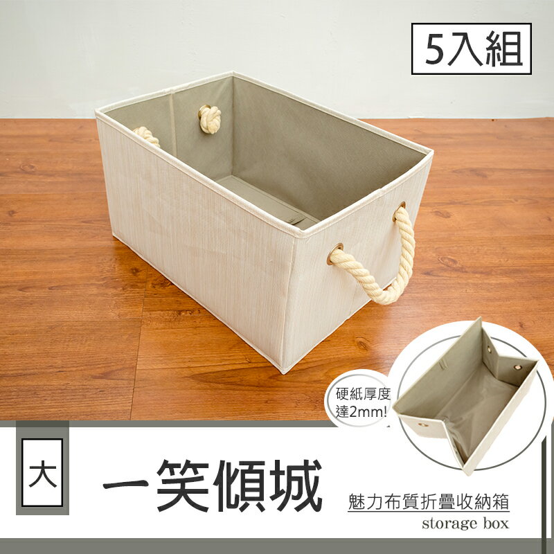 收納袋/折疊箱 ㄧ笑傾城魅力布質折疊收納箱_大_五入組 dayneeds