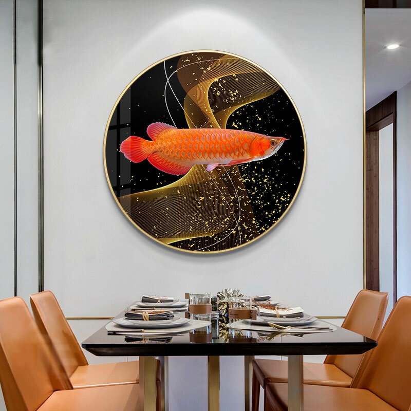 新款鉆石畫滿鉆現代簡約圓形年年有魚客廳玄關十字繡輕奢餐廳