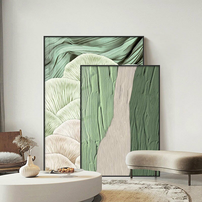 客廳裝飾畫現代肌理畫抽象簡約沙發背景墻壁掛畫北歐風綠色玄關畫
