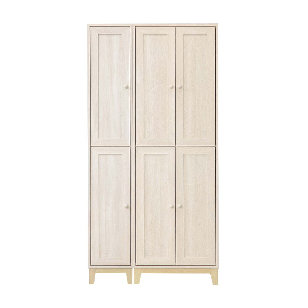 【直人木業】COCO田園奶油風鞋櫃組92公分-左開款(左開二門32公分+四門60公分) 1