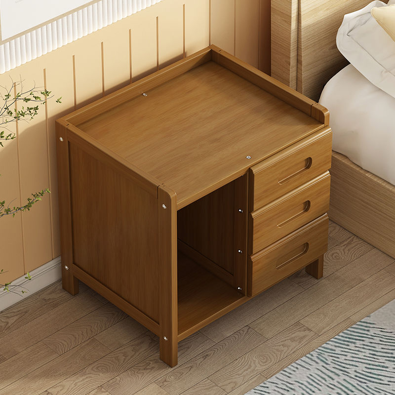 免運 櫃子 床頭櫃 收納柜 床頭柜現代簡約實木色家用簡易小型置物架臥室床邊收納儲物小柜子