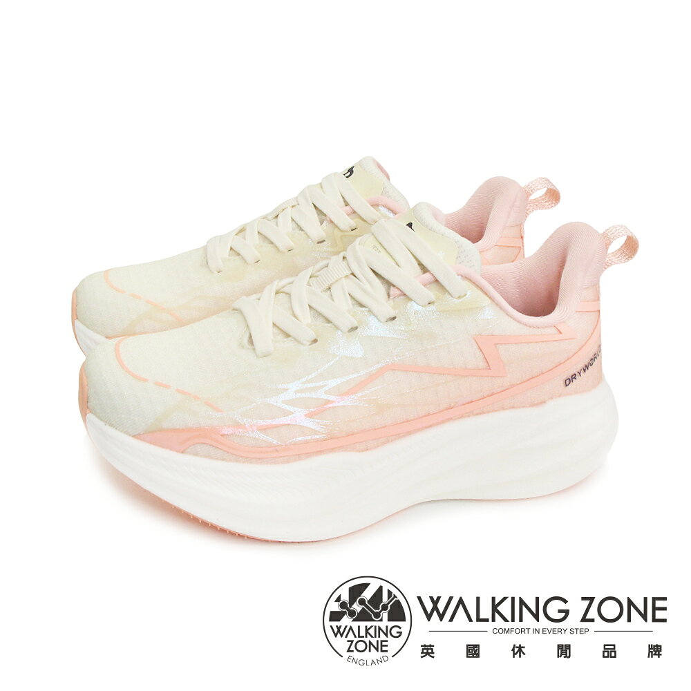 WALKING ZONE(女)DRYWORLD玩色漸層增高運動老爹休閒鞋 女鞋-米白粉