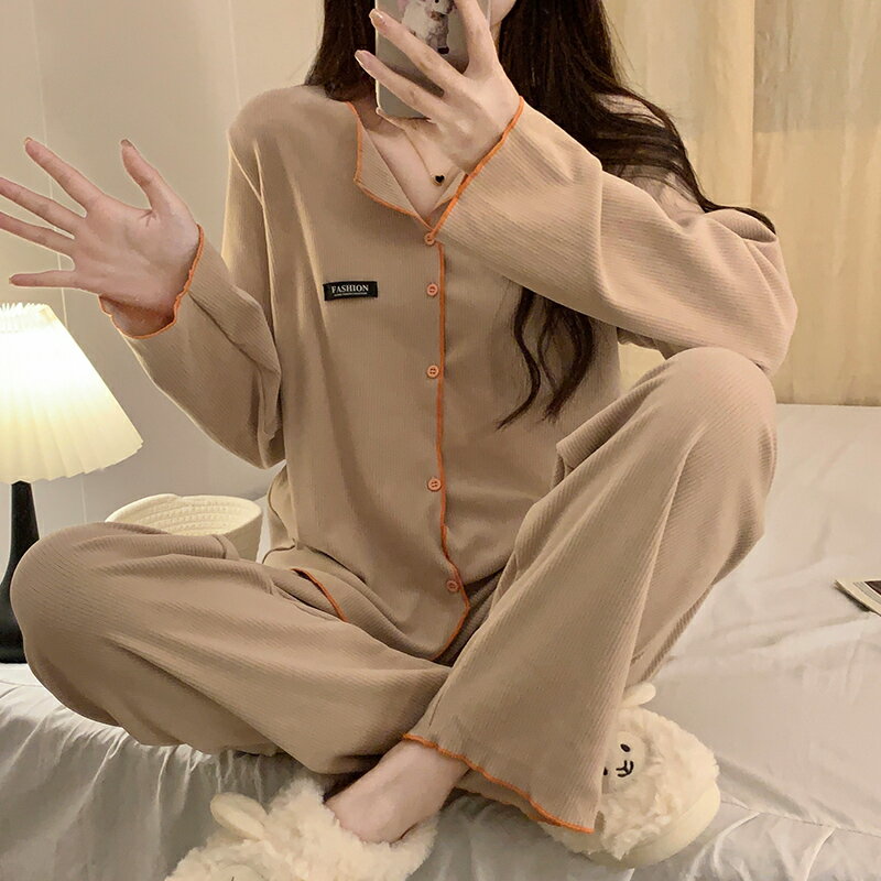 高階感韓版睡衣女秋冬季德絨保暖開衫加厚春秋款家居服套裝【繁星小鎮】