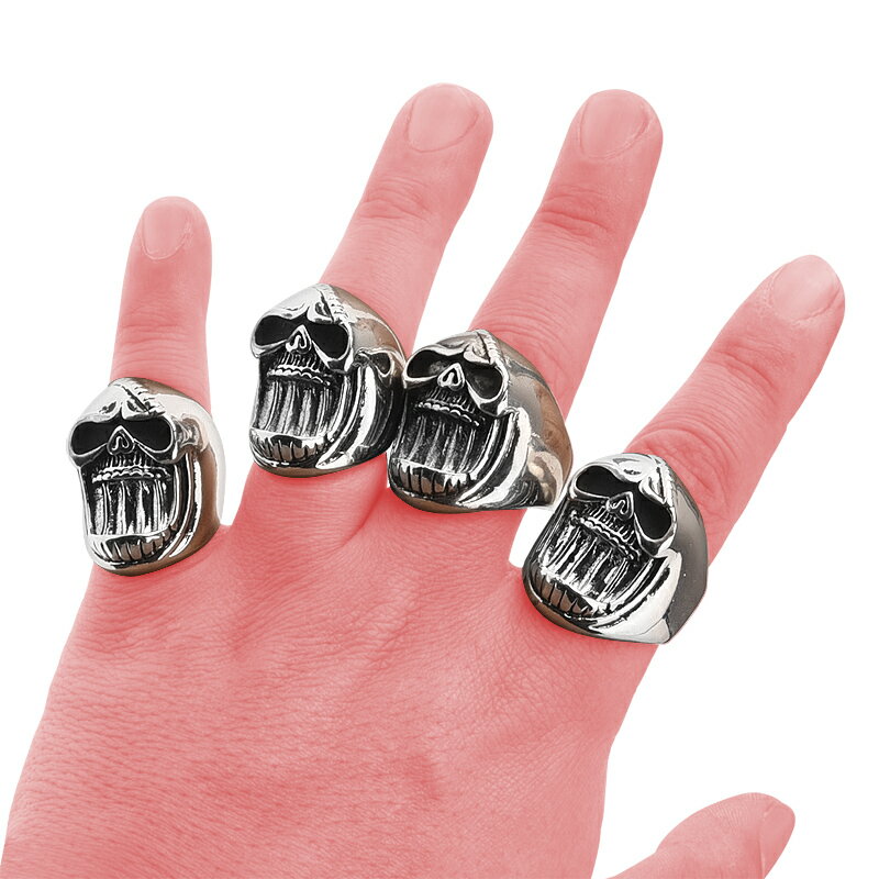 朋克風另類時尚創意戒指配飾骷髏頭啤酒開瓶器大嘴鬼頭男戒指 2