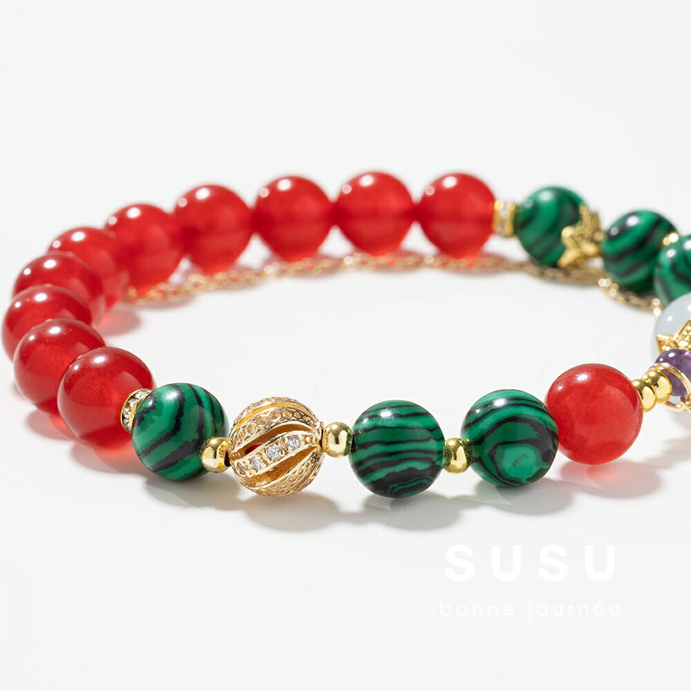 SU SU︱皇后水晶手鍊❤️紫水晶 紅玉髓 海藍寶 孔雀石 事業運 招財 轉運 能量 防小人 送禮 推薦 3