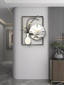 新中式掛鐘客廳輕奢現代簡約創意個性時尚家用時鐘表掛墻網紅裝飾 夏洛特居家名品