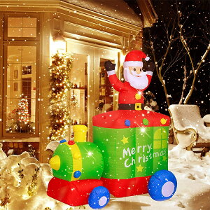 聖誕節裝飾 工廠直銷 1.8米圣誕老人帶火車內置LED 適用戶外室內庭院照明 夏洛特居家名品