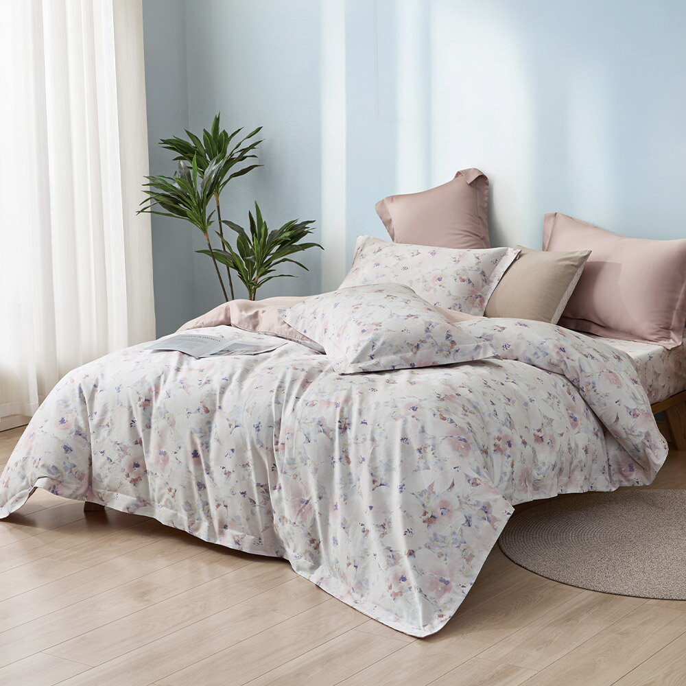 Miile美麗棉系列-暮雲花香 / 美國棉四件式兩用被床包枕套組