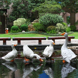 戶外仿真鴨子擺件別墅庭院花園景觀小品田園動物玻璃鋼雕塑鵝裝飾