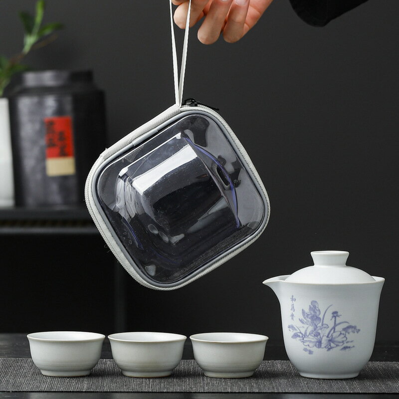 戶外露營行動式旅行茶具套裝 小套組泡茶器快客杯一壺三杯伴手禮