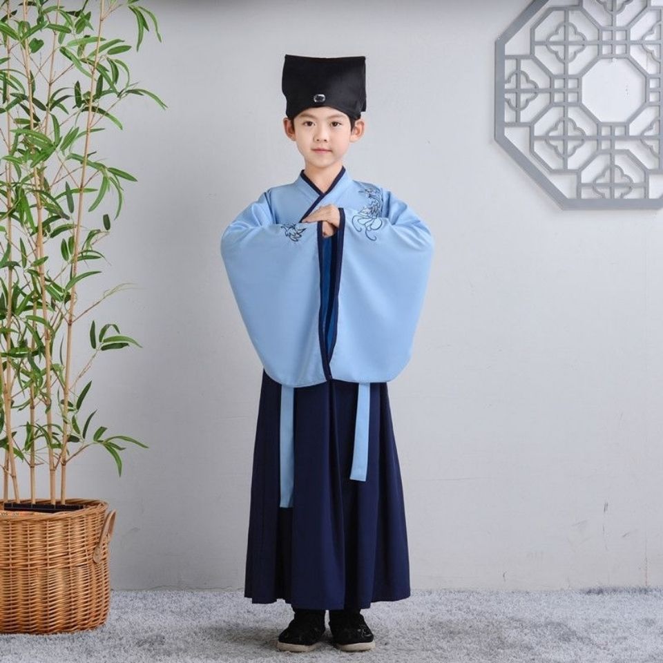 童裝 兒童古裝漢服 國學服 中國風書童表演服 中小學生古詩歌朗誦開學典禮