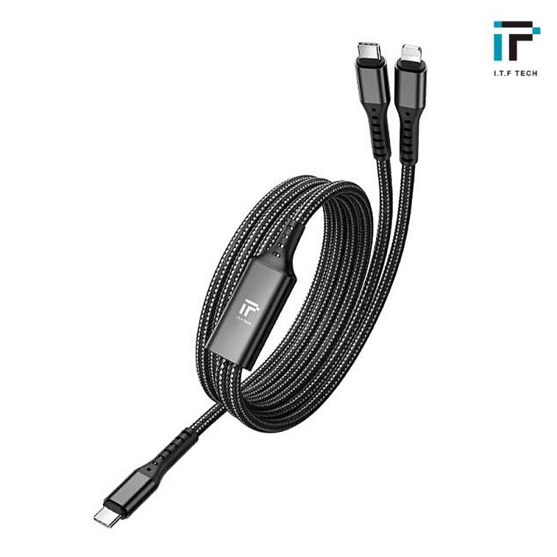 I.T.F ITF001 二合一急速快充線 Lightning Type-C 充電線 數據線 傳輸線