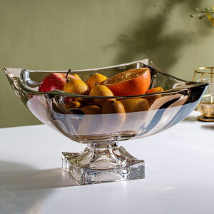 水果盤簡約琉璃色水晶玻璃果盆歐式現代創意客廳家用干果糖果