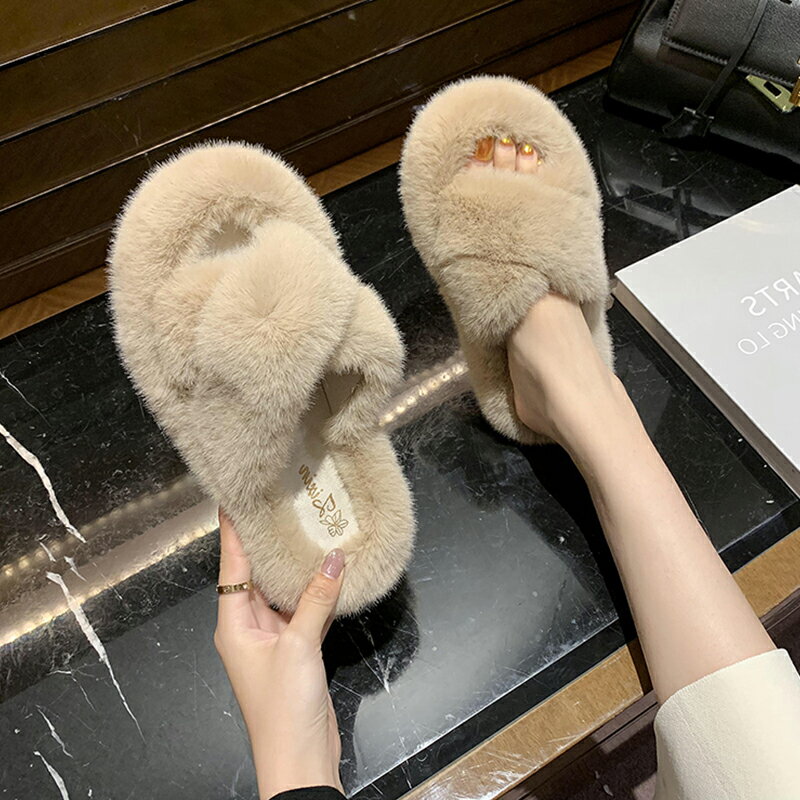 拖鞋女ins潮外穿時尚2021年新款女厚底毛毛拖鞋家居網紅拖鞋超火