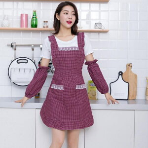 圍裙 防水圍裙女純棉公主家用廚房做飯韓版時尚餐廳背帶式做飯防油罩衣