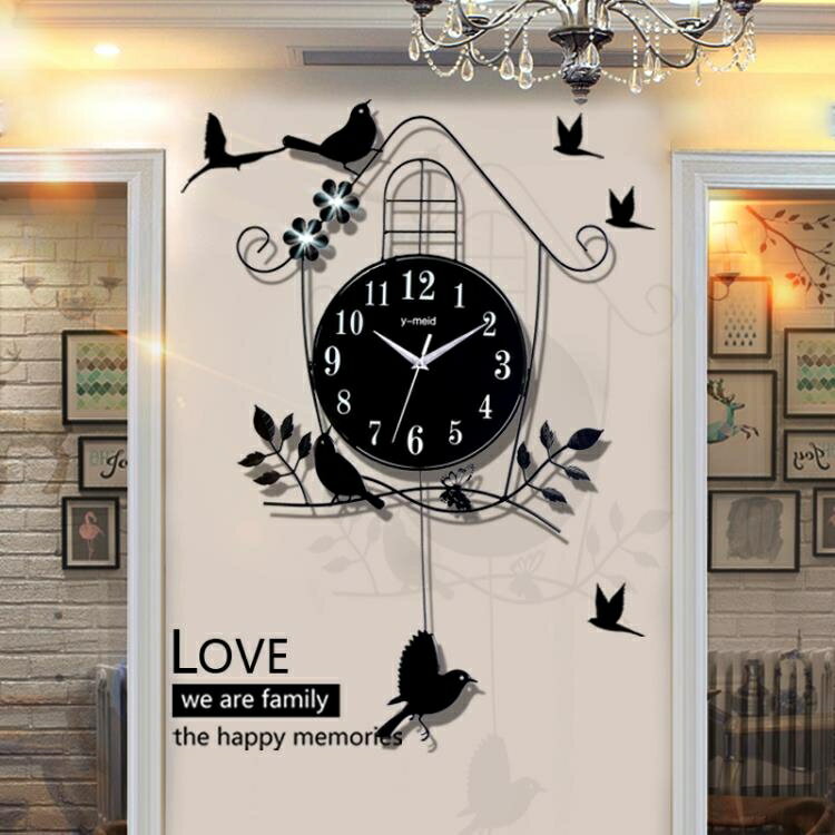 小鳥北歐鐘表掛鐘客廳現代簡約個性創意時尚裝飾家用時鐘掛牆掛表9❀❀城市玩家