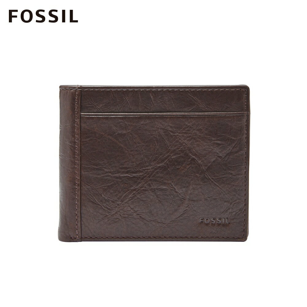 送禮首選★FOSSIL NEEL 真皮證件格零錢袋男夾-深咖啡色 ML3890200【美國時尚品牌】 附防塵袋+提袋【全館滿額折價★FOSSIL全系列包夾送美妝蛋】