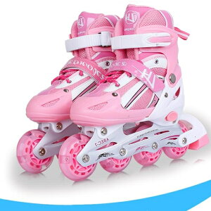直排輪 直排溜冰鞋兒童可調男童女童閃光輪滑鞋全套旱冰鞋初學者滑冰鞋 限時折扣