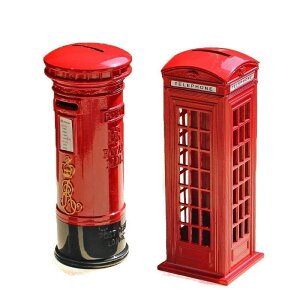 儲蓄罐英國倫敦紅色電話亭模型郵筒擺件活動小禮品紀念品兒童禮物
