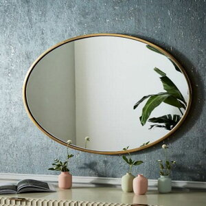 北歐橢圓形浴室鏡鏡子衛生間洗漱臺掛墻式化妝鏡掛鏡簡約現代包郵