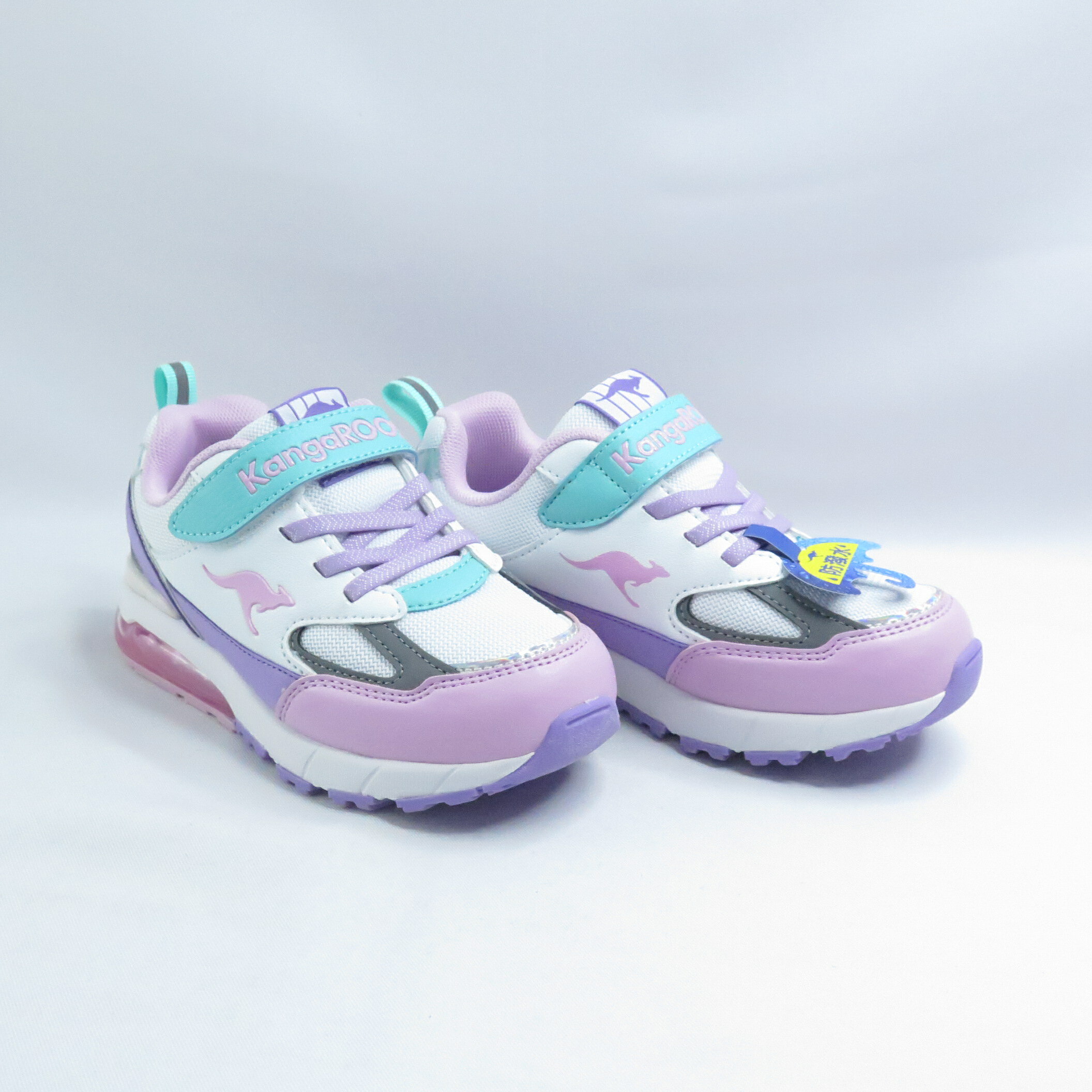 KangaROOS KK41303 中大童 運動鞋 後跟支撐 網布 白×紫【iSport愛運動】
