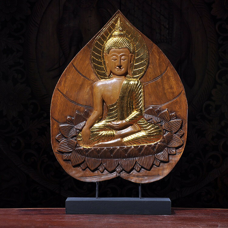 泰國手工實木菩提葉佛像擺件泰式會所東南亞風格所玄關擺件1入