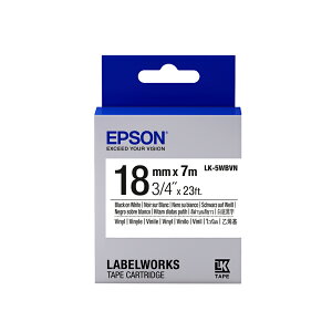 EPSON 耐久型系列 LK-5WBVN 白底黑字 18mm 標籤帶 S655423 適用 LW-500/LW-600P/LW-K600/LW-700/LW-Z900