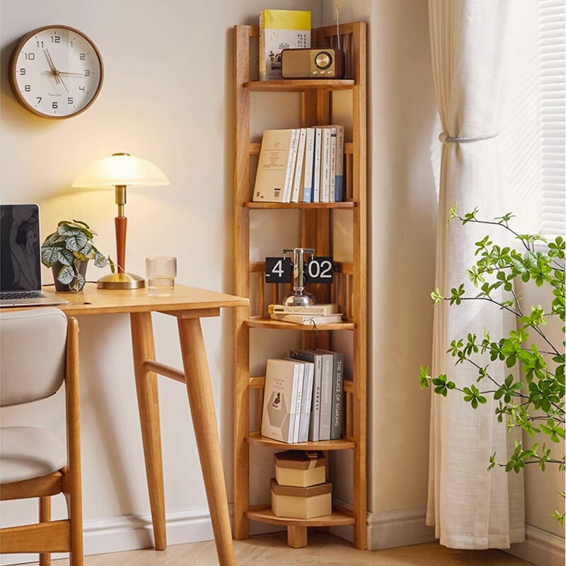 實木轉角書架家用書櫃置物架落地櫃子書桌收納圖書館客廳簡易靠墻