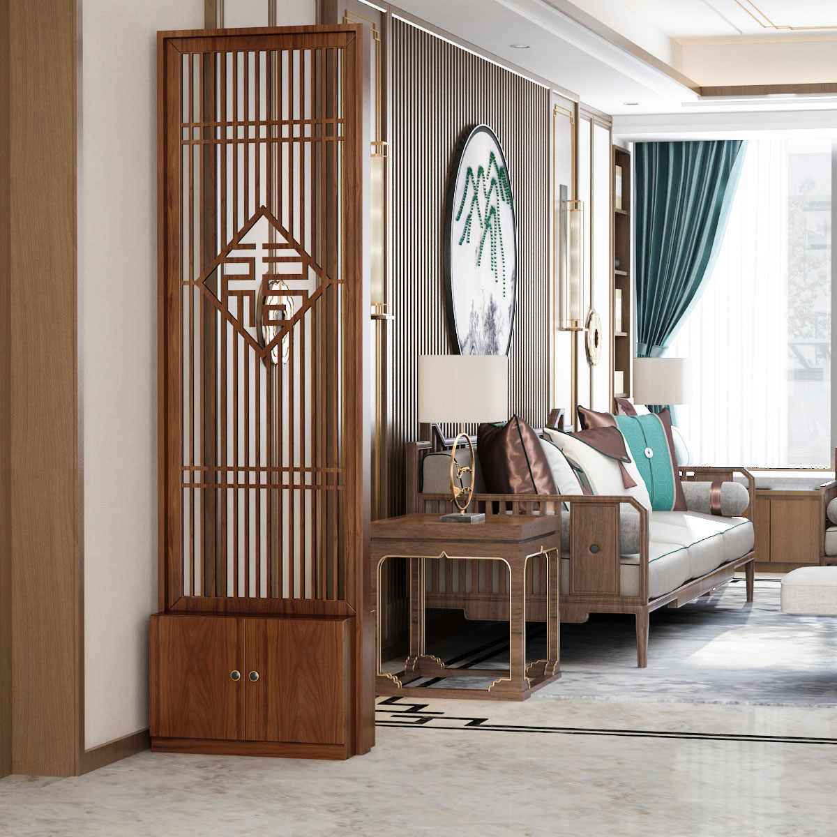 中式屏風 隔斷 木質 鏤空 雕花客廳 可移動玄關 鞋櫃包郵簡約現代 裝飾架