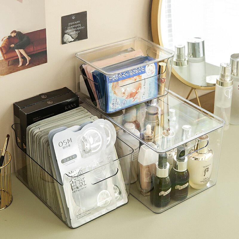 透明 面膜盒子化妝品 收納盒 桌面置物架 臥室梳妝臺 護膚筐亞克力箱