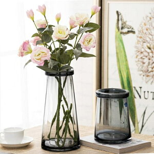 琉光玻璃花瓶 透明水培花瓶客廳復古文藝北歐風 創意干花插花花瓶 雙十二購物節