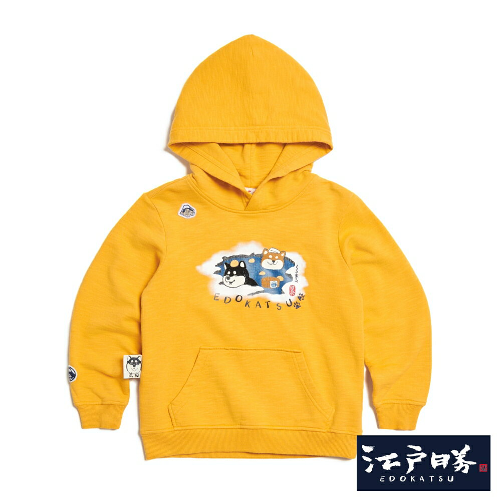 EDOKATSU江戶勝 童裝 勝太郎系列 勝太郎泡溫泉長袖連帽T恤 (桔黃色)