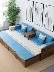 家具 羅漢床實木新中式榆木床榻客廳塌沙發禪意雕花卯榫沙發組合