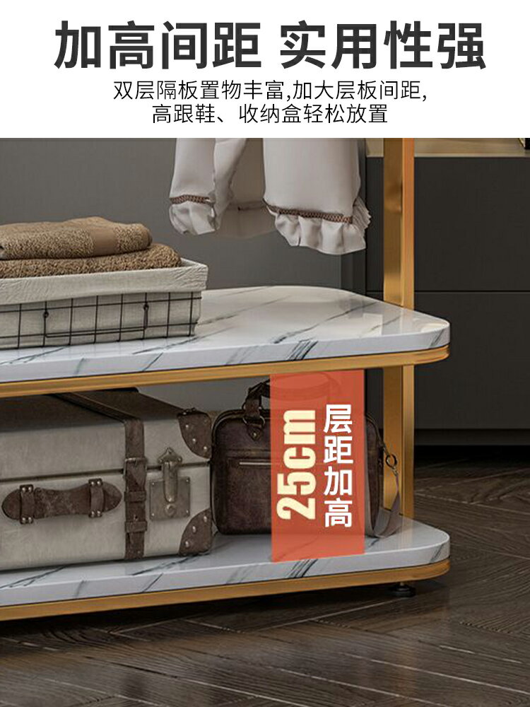 輕奢鐵藝衣架落地臥室大理石紋衣帽架ins風衣架置物架簡易掛衣架