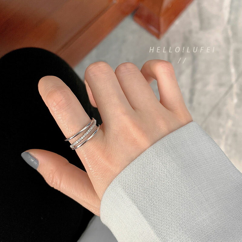 輕奢超閃戒指女小眾設計ins潮高級感韓國網紅百搭冷淡風開口指環