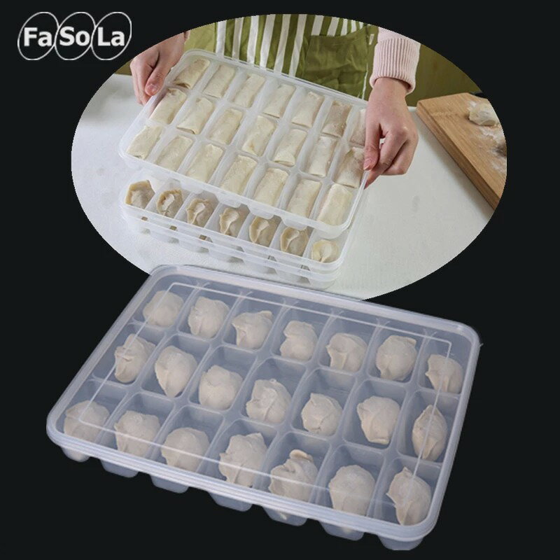 一層一蓋分格冰箱放速凍餃子分格盒冷凍收納裝水餃保鮮墊打包托盤