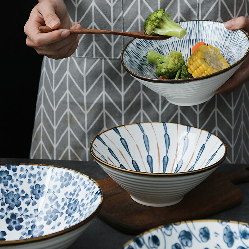 藝興陶瓷面碗拉面碗日式餐具喇叭泡面碗斗笠碗網紅水果沙拉碗家用