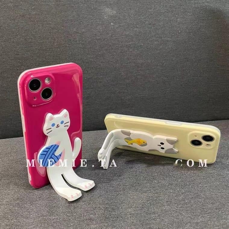 花朵貓支架蘋果軟殼手機殼