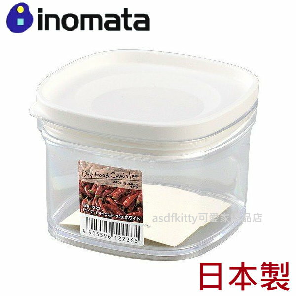 asdfkitty*日本製 INOMATA 可標記日期保鮮盒/收納罐-白蓋方型-220ML-放堅果.香辛料.果乾...等