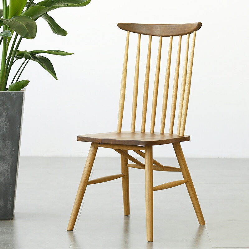 北歐白蠟木餐椅靠背 中式簡約實木椅 家用原木