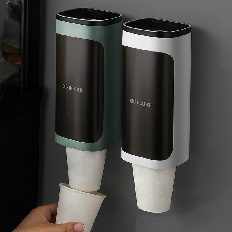 一次性杯子架紙杯自動取杯器掛壁式水杯架子置物神器飲水機收納盒