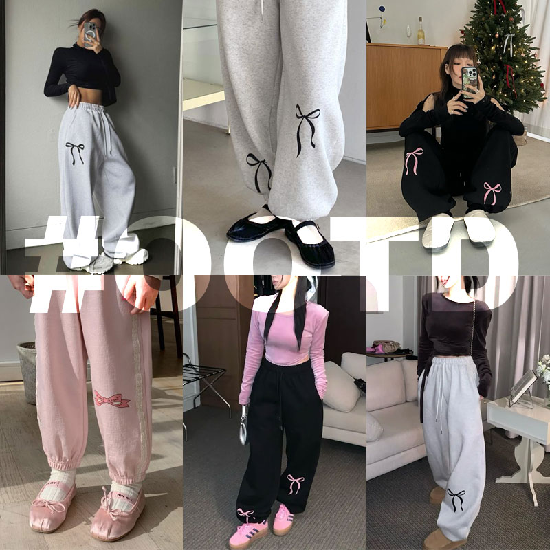 ANNAS 正韓蝴蝶結縮口褲 運動褲 棉褲 大蝴蝶結 浪漫芭蕾舞風格 韓國長褲 1