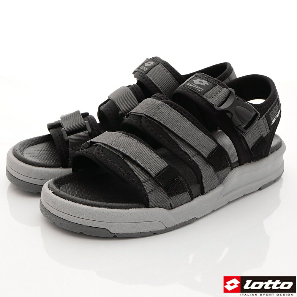 LOTTO樂得義大利專業運動男鞋-專業涼鞋款-LT7AMS5260灰/黑(男段)