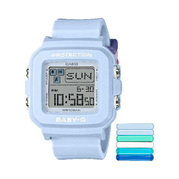 CASIO 卡西歐 BGD-10 系列 BABY-G＋PLUS BGD-10L-2 色彩繽紛畫素動畫方型腕錶 藍 39mm｜樂天全館特惠中★指定刷卡回饋10%