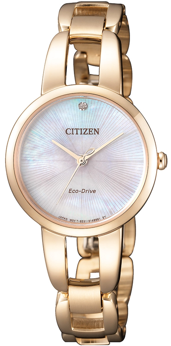 CITIZEN 星辰錶 L 系列 迷人風采光動能時尚錶(EM0433-87D)-28mm-白貝鋼帶【刷卡回饋 分期0利率】【APP下單4%點數回饋】