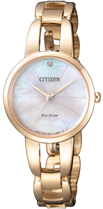 CITIZEN 星辰錶 L 系列 迷人風采光動能時尚錶(EM0433-87D)-28mm-白貝鋼帶【刷卡回饋 分期0利率】