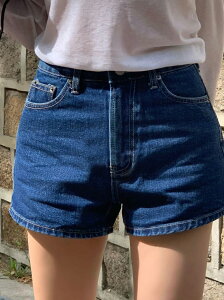 韓國夏季高腰氣質寬松闊腿顯瘦熱褲牛仔短褲女潮